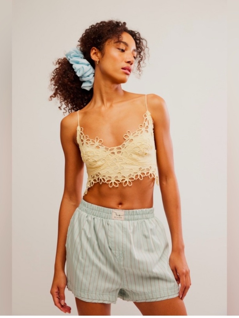Free People Delicate Lace Crop Cami Top - Yellow